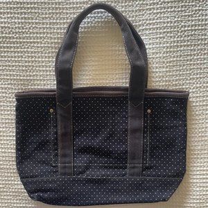 J. Crew Navy White Polka-dot Cotton Canvas Beach Bag Tote